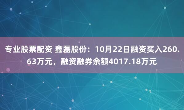 专业股票配资 鑫磊股份：10月22日融资买入260.63万元，融资融券余额4017.18万元