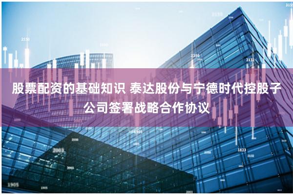 股票配资的基础知识 泰达股份与宁德时代控股子公司签署战略合作协议